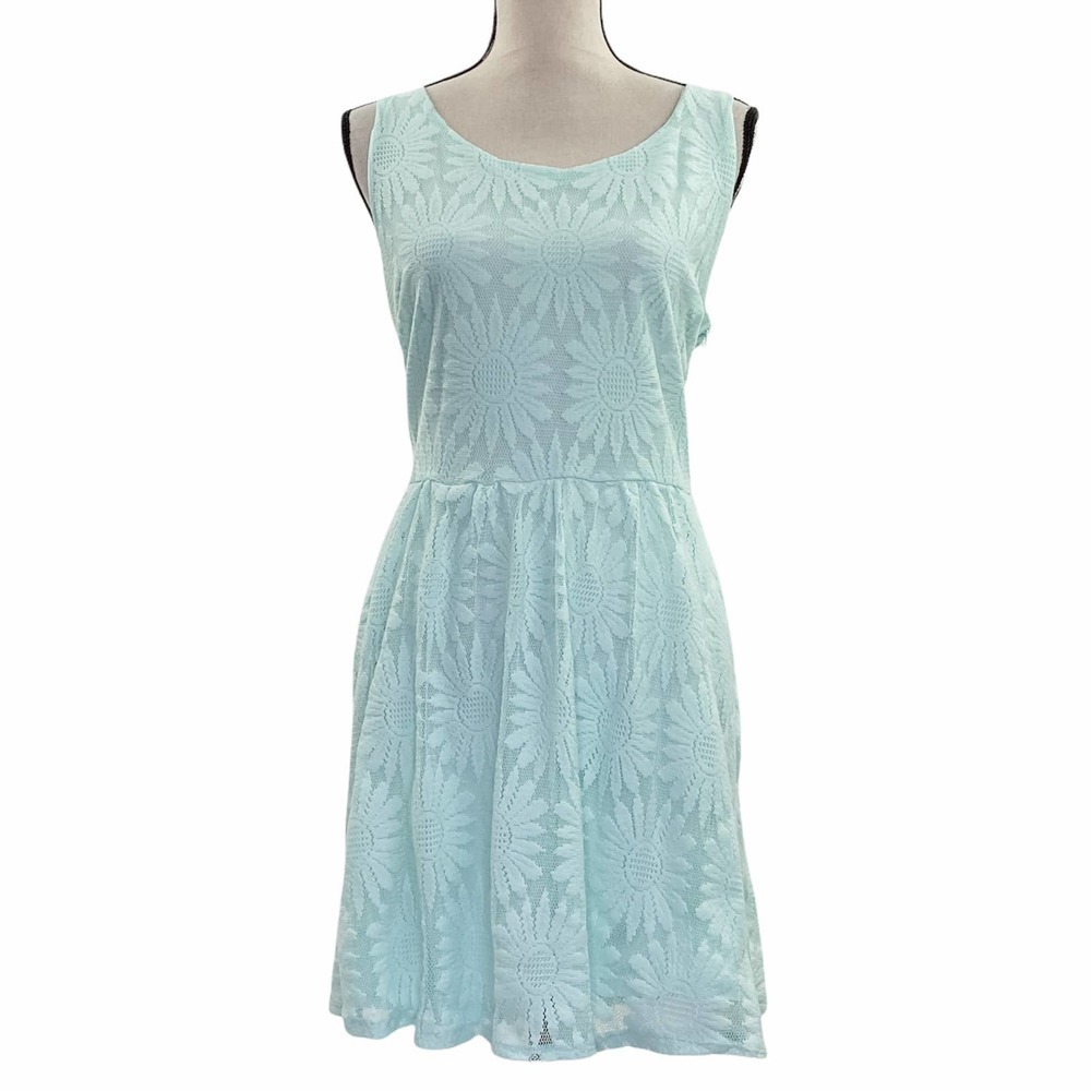 XHILARATION Seafoam Green Jacquard Floral Dress